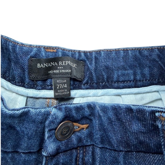 Banana Republic Mid Rise Straight Denim Jeans Dark Wash Women Size 27(4) - Picture 2 of 8